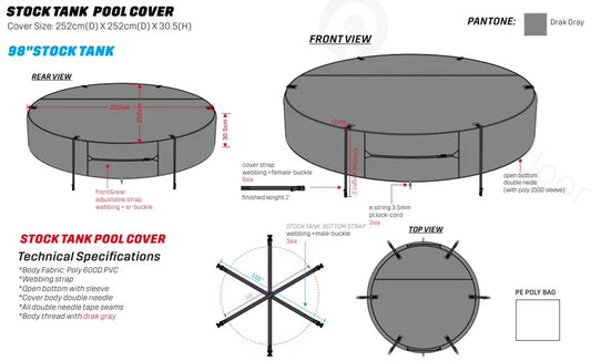 Housse de protection sur mesure pour stock tank pool – Protection durable et ajustée 8',7' et 6' - ILOTank
