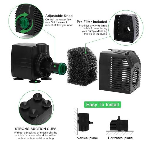 Pompe Submersible pour le bain de glace - 160 GPH (3 filtres inclus) - ILOTank