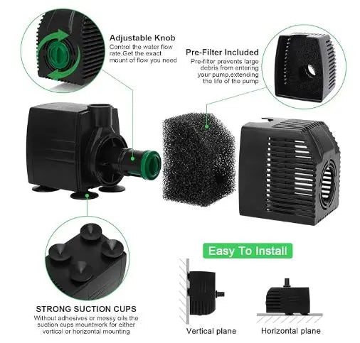 Pompe Submersible 160 GPH pour Bain de Glace (3 filtres inclus) | ILOTank